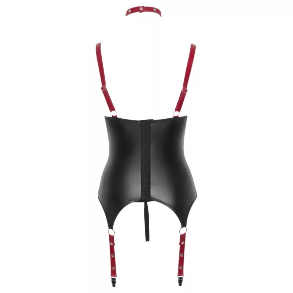 Cottelli Bondage - błyszczący biustonosz z obrożą - czarny