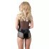 Cottelli - body z błyszczącej siateczki - czarne - XL