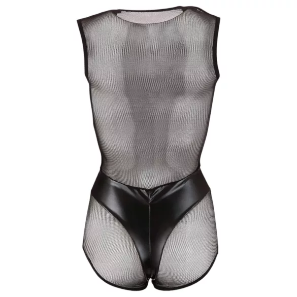 Cottelli - body z błyszczącej siateczki - czarne - XL