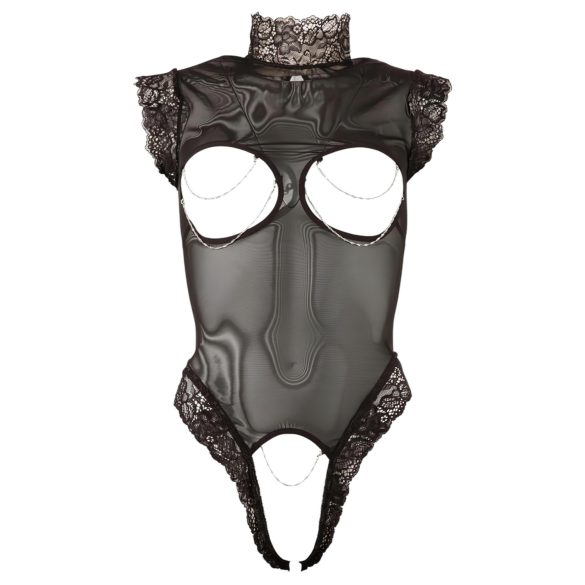 Abierta Fina - body erotyczne - zmysłowy krój - czarne - M