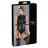 Cottelli Bondage - body bez rękawów i kajdanki na ręce - błyszczący czarny - M