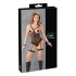 Cottelli Bondage - body z metalowymi pierścieniami i kajdanki na ręce - czarne - XL