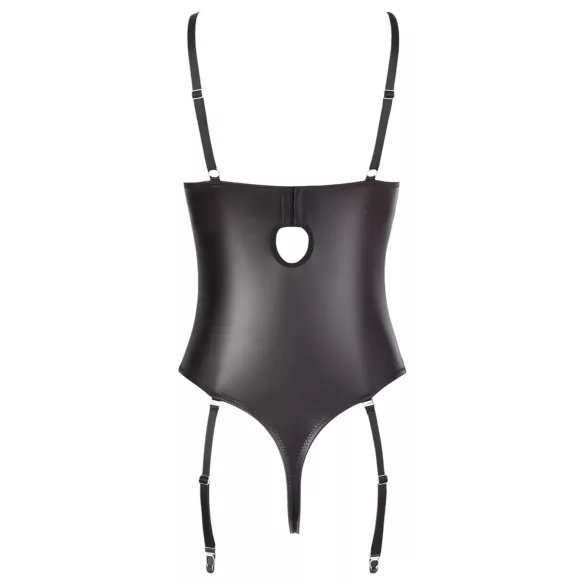 Abierta Fina - body otwarte - koronkowe z paskami - czarne - 80B/M