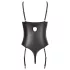 Abierta Fina - body otwarte - koronkowe z paskami - czarne - 80B/M