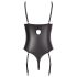 Abierta Fina - iskrzące koronkowe body z paskami (czarne) - 80C/M