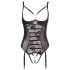 Abierta Fina - iskrzące koronkowe body z paskami (czarne) - 85C/L