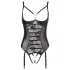Abierta Fina - body otwarte - koronkowe z paskami - czarne - 85C/L