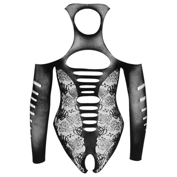 NO:XQSE - body z kokardą - długi rękaw - czarny - S-L