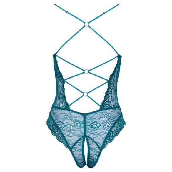 Cottelli - body otwarte - koronka, sznurowanie - zielony - L