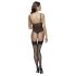 Cottelli - koronkowe body z podwiązkami, otwarte (czarne) - L