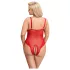 Cottelli Curves - body z przezroczystej koronki - czerwony - 3XL
