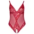 Cottelli Curves - body z przezroczystej koronki - czerwony - 3XL