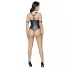 Cottelli Bondage - body erotyczne otwarte z pierścieniem - błyszczące czarne - L
