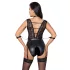 Cottelli Bondage - body koronkowe z kołnierzem - czarne - M