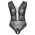 Cottelli Curves Plus Size - body damskie przezroczyste wzorzyste - czarne