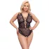 Cottelli Curves Plus Size - body damskie przezroczyste wzorzyste - czarne - 90D/XL