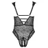 Cottelli Curves Plus Size - body damskie przezroczyste wzorzyste - czarne - 90D/XL