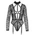 Cottelli - przezroczyste body z paskami (czarne) - L