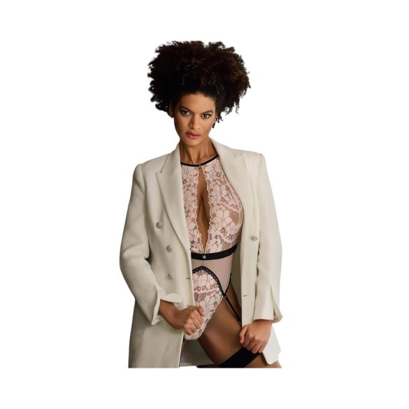 Obsessive - body z pasem do pończoch - różowy