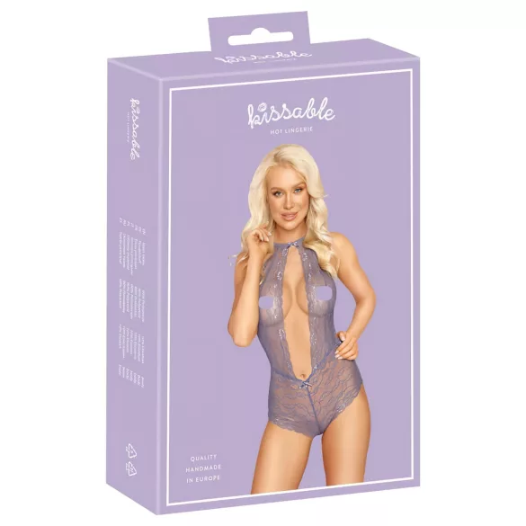 Kissable - body koronkowe na szyję - fioletowy - L/XL