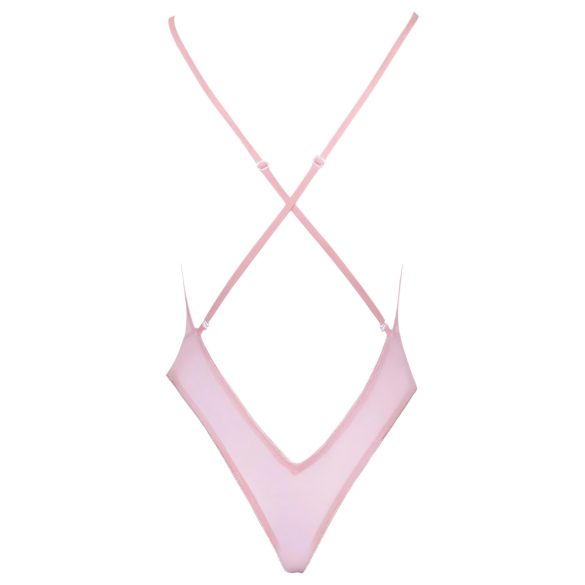 Kissable - body z haftem w róże - różowy - L/XL