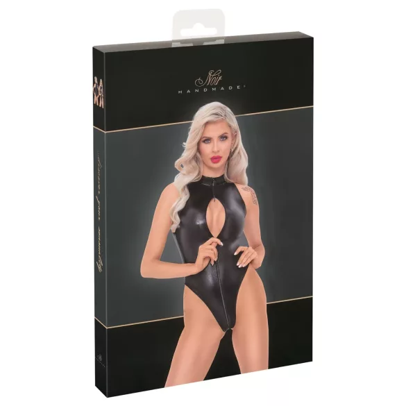 Noir - body w wzór skóry węża (czarny) - XL