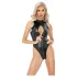 Noir - body w wzór skóry węża (czarny) - XL