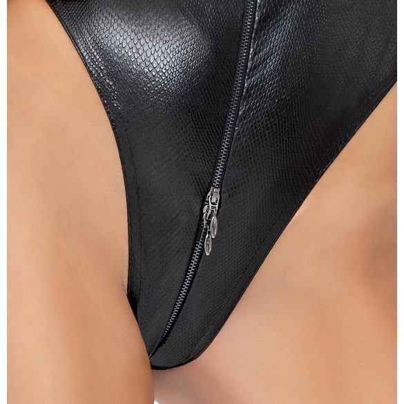 Noir - body w wzór skóry węża (czarny) - XL