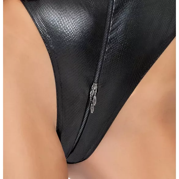 Noir - body w wzór skóry węża (czarny) - XL