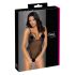 Cottelli - haftowane, otwarte koronkowe body (czarno-fioletowe) - XL
