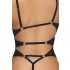 Abierta Fina - otwarty, koronkowy body z cyrkoniami (czarny) - M