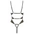 Abierta Fina - otwarty, koronkowy body z cyrkoniami (czarny) - L