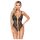 Abierta Fina - otwarty, koronkowy body z cyrkoniami (czarny) - XL