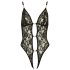 Abierta Fina - otwarty, koronkowy body z cyrkoniami (czarny) - XL