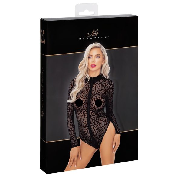 Noir - body z długim rękawem w lamparta (czarny)