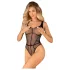 Obsessive B336 - przezroczyste, otwarte czarne body z siateczki (S-L)