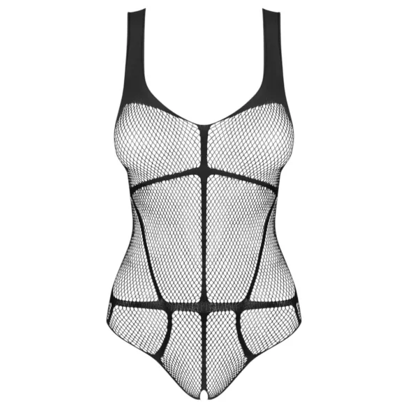 Obsessive B336 - przezroczyste, otwarte czarne body z siateczki (S-L)