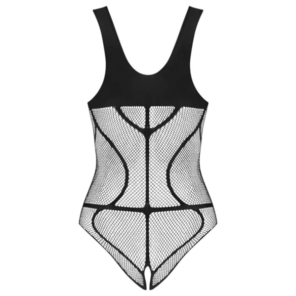 Obsessive B336 - przezroczyste, otwarte czarne body z siateczki (S-L)