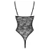 Cottelli - koronkowe body z otwartym krokiem - prześwitujące - czarne - M