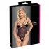 Cottelli - koronkowe body z otwartym krokiem - prześwitujące - czarne - M