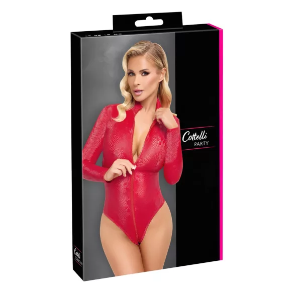 Cottelli - body damskie - wzór wężowej skóry - czerwony