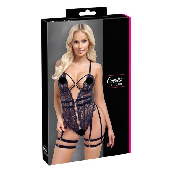 Cottelli - body erotyczne otwarte z paskami - czarne - M