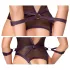 Cottelli Bondage - otwarty body i kajdanki na ręce (czarne) - XL