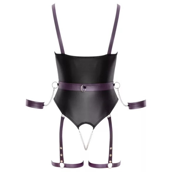 Cottelli - body erotyczne otwarte z kajdankami - czarny - L