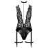 Noir Libido - czarny bodystocking z pasem do pończoch - L