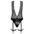Noir Libido - czarny bodystocking z pasem do pończoch - L
