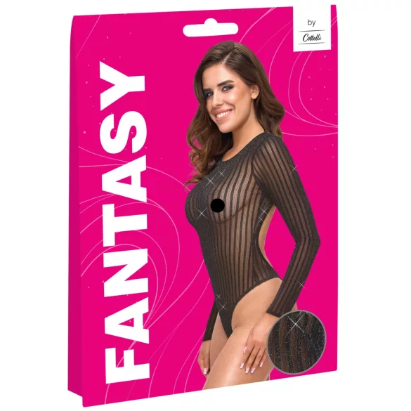Cottelli - pasiasty, srebrzysty body (czarny) - S-L