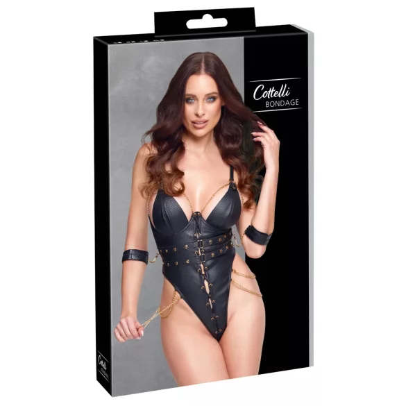 Cottelli - body do bondage z łańcuchami (czarne)