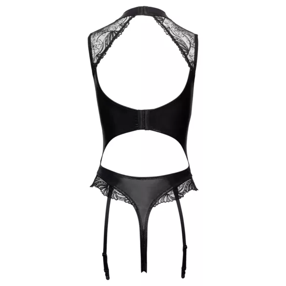 Cottelli - body z pasem do pończoch, otwarte w kroku (czarne) - M