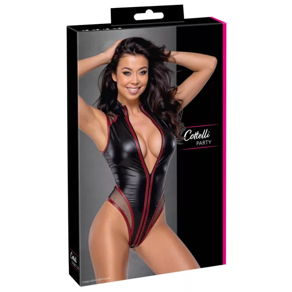Cottelli - siateczkowe body z zamkiem (czarne)